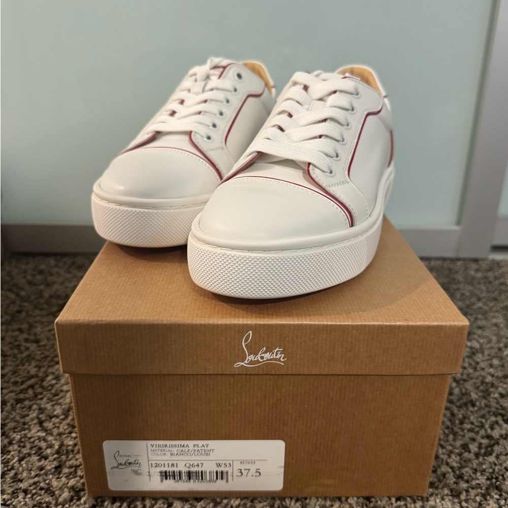 Christian Louboutin White and Red Sneakers